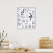 Blue Iris Wedding Guest Seating Chart Poster (Keuken)