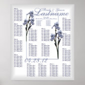 Blue Iris Wedding Guest Seating Chart Poster (Voorkant)