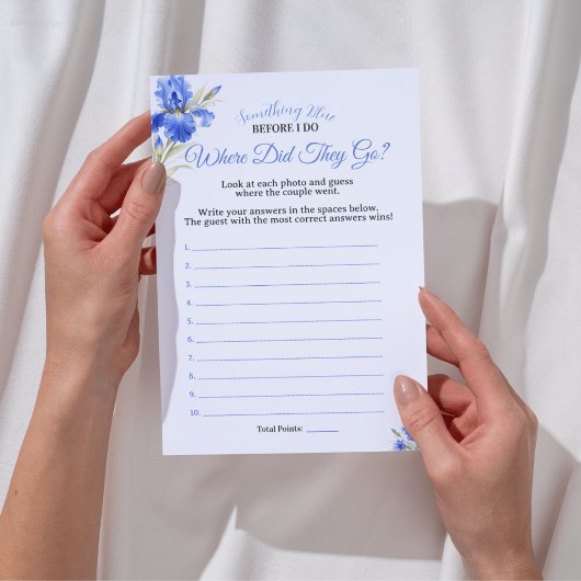 Blue Iris Where Did They Go Bridal Shower Game Kaart