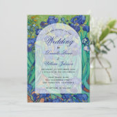 Blue Irises Floral Arch Van Gogh Wedding Elegant Kaart (Staand voorkant)