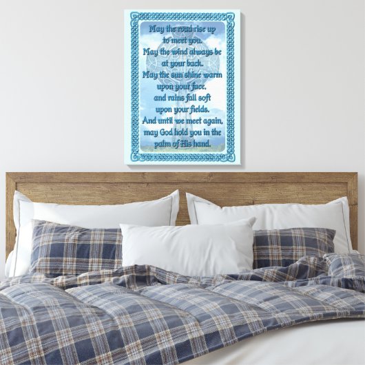 Blue Irish Blessing Canvas Afdruk (Insitu (Slaapkamer))