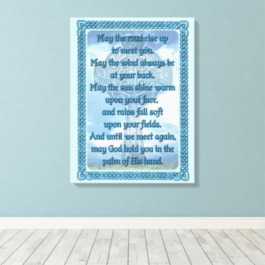Blue Irish Blessing Canvas Afdruk (Insitu (Houten vloer))