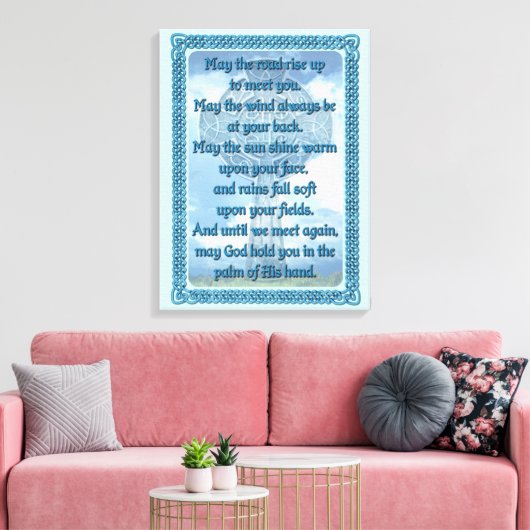 Blue Irish Blessing Canvas Afdruk (Insitu (Woonkamer))