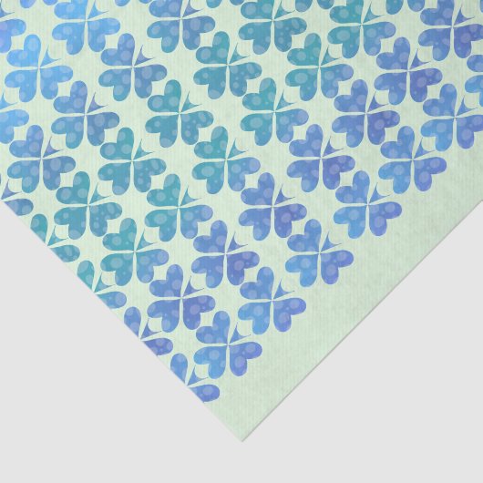 Blue Irish Shamrocks op Light Green Tissuepapier (Detail)