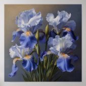 Blue Iriss Flower Art Print Poster (Voorkant)