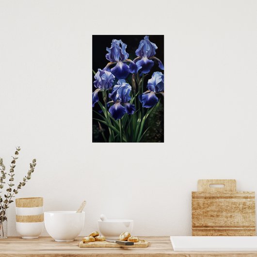 Blue Iriss Flower Art Print Poster (Keuken)