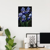 Blue Iriss Flower Art Print Poster (Thuiskantoor)