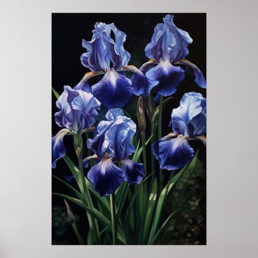 Blue Iriss Flower Art Print Poster (Voorkant)
