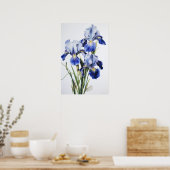 Blue Iriss Flower Art Print Poster (Keuken)