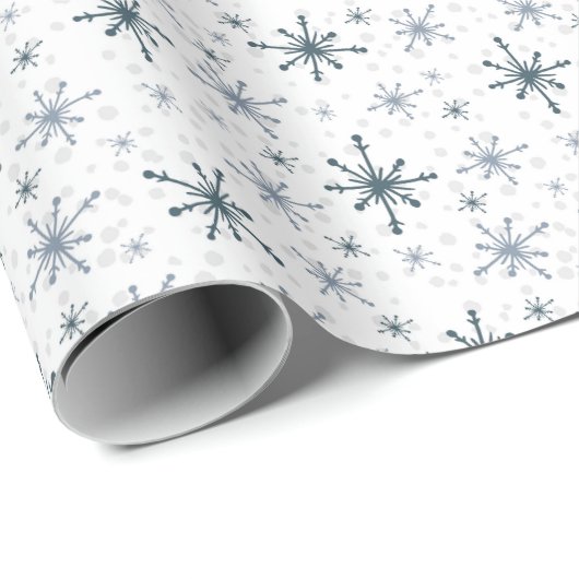 Blue-ish Gray Snowflake Tissue Paper Cadeaupapier (Rol Hoek)