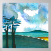 Blue Island Abstract Art Poster/Print 24x24" Poster (Voorkant)