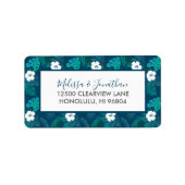 Blue Island Hibiscus Floral Beach Luau Wedding Etiket (Voorkant)