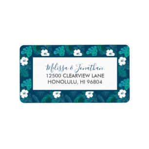 Blue Island Hibiscus Floral Beach Luau Wedding Etiket