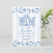 Blue Italian Bistro Lemon Stripe Bridal Shower Kaart (Staand voorkant)