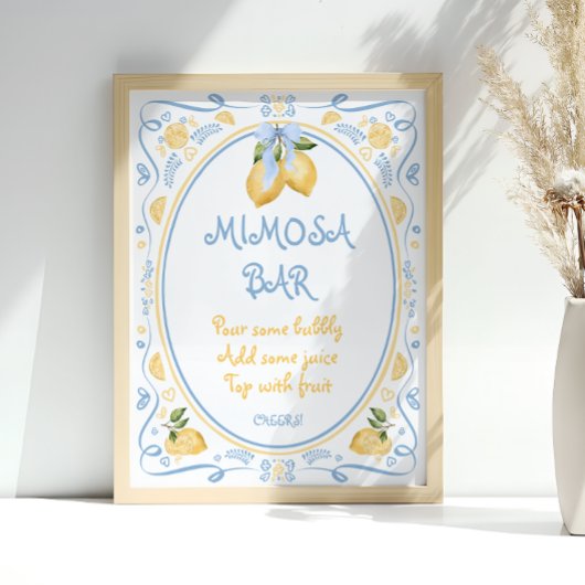 Blue Italian Lemon Vrijgezellenfeest Mimosa Bar Po Poster