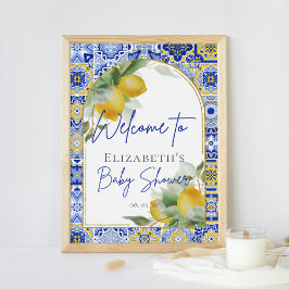 Blue Italian Tegels Arch Citrus Lemons Welkom Poster