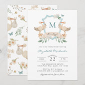 Blue It's a Boy Baby shower Invitation Kaart (Voorkant / Achterkant)