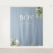 Blue its A Boy Foliage Baby shower Photo Prop Wandkleed (Voorkant)