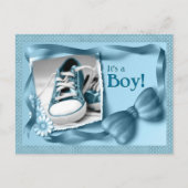 Blue It's a Boy New Baby Arrival Announcement Aankondigingskaart (Voorkant)