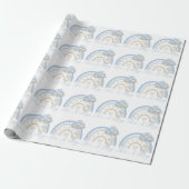 Blue It's a Boy Rainbow Pastel Baby shower Cadeaupapier (Uitgerold)