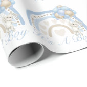 Blue It's a Boy Rainbow Pastel Baby shower Cadeaupapier (Rol Hoek)