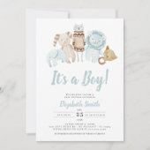Blue It's a Boy  Toys Rustic Baby shower Kaart (Voorkant)
