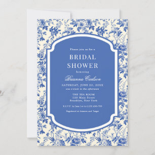 Blue Ivory Chinoiserie Floral Vrijgezellenfeest Kaart