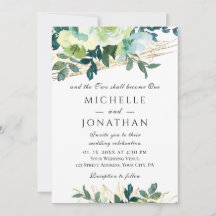 Blue Ivory Gold Floral Greenery Christelijk Weddin
