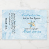 Blue Ivory Starfish Waterverf Handgemaakt zeeplabe Voedselcontainer Etiket (Enkel label)
