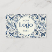 Blue Ivory Toile De Jouy Custom Logo QR Code Visitekaartje (Voorkant)
