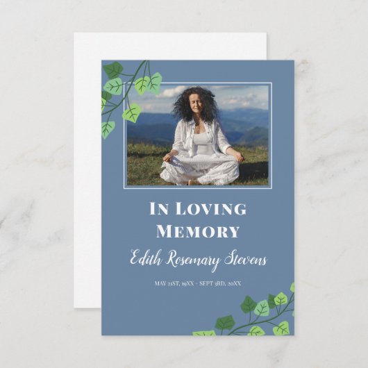 Blue & Ivy Photo Funeral Photo Prayer Informatiekaartje (Voorkant / Achterkant)