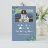 Blue & Ivy Photo Funeral Photo Prayer Informatiekaartje (Staand voorkant)