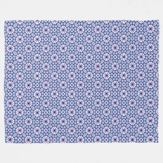 Blue Iznik Tile Blanket Fleece Deken (Voorkant (Horizontaal))