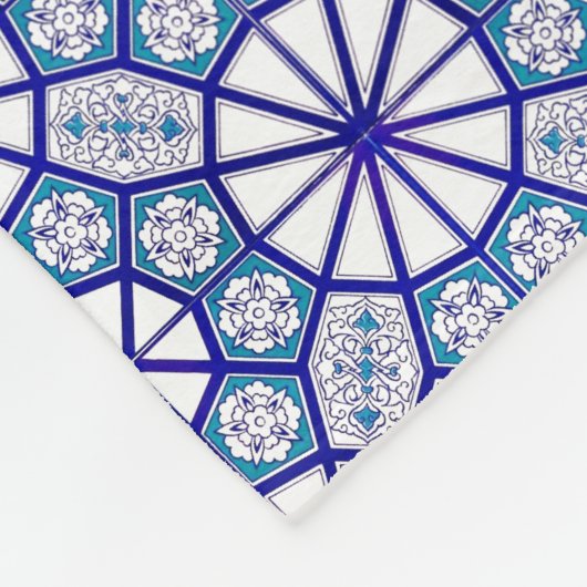 Blue Iznik Tile Blanket Fleece Deken (Hoek)