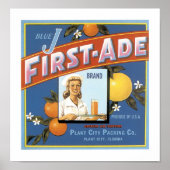 Blue J First-Ade Brand-Sinaasappels Poster (Voorkant)