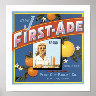 Blue J First-Ade Brand-Sinaasappels Poster