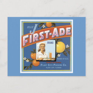Blue J First-Ade Oranje Label Briefkaart