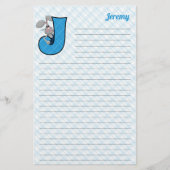 Blue Jackrabbit Mongram Letter J Lined Briefpapier (Voorkant)