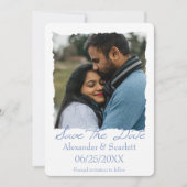 Blue Jagged Lijst Photo Save the Date Notice Aankondiging (Voorkant)