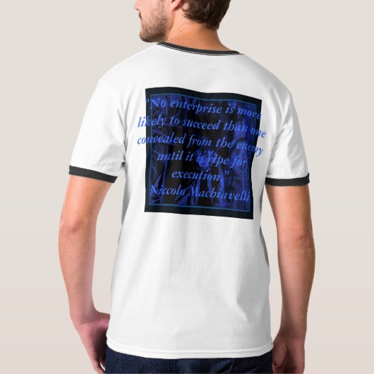 Blue Jaguar met Machiavelli Quote T-shirt (Achterkant volledig)