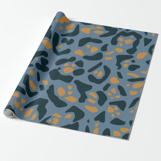 Blue Jaguar print Cadeaupapier (Uitgerold)