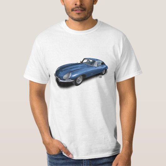 Blue Jaguar XKE  Sportauto T-Shirt (Voorkant)