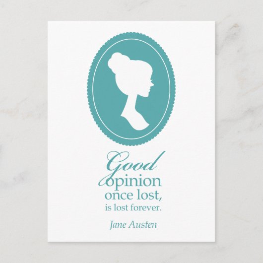 Blue Jane Austen Good Opinion Lost Quote Gift Briefkaart (Voorkant)