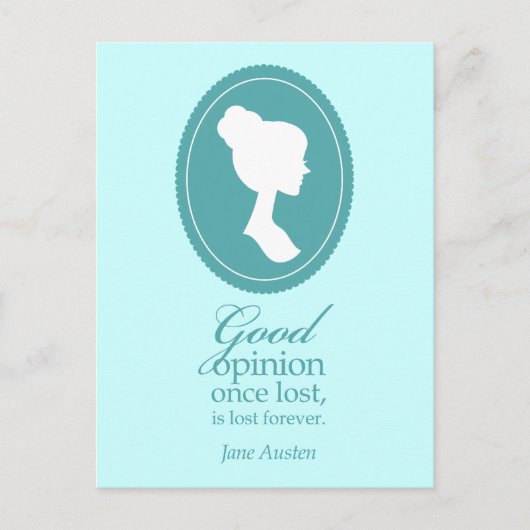 Blue Jane Austen Good Opinion Lost Quote Gift Briefkaart (Voorkant)