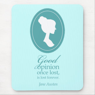 Blue Jane Austen Good Opinion Lost Quote Gift Muismat