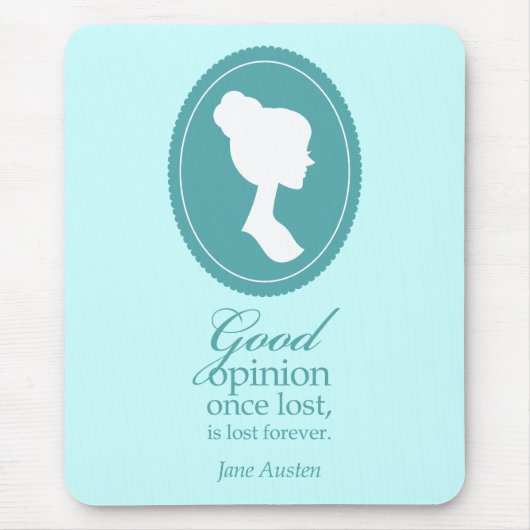 Blue Jane Austen Good Opinion Lost Quote Gift Muismat (Voorkant)