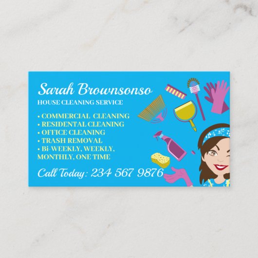 Blue Janitorial-schoonmaakreparatie Visitekaartje (Voorkant)