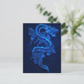BLUE JAPANESE NEON DRAGON BRIEFKAART (Staand voorkant)