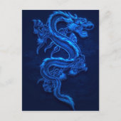 BLUE JAPANESE NEON DRAGON BRIEFKAART (Voorkant)