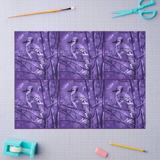 Blue Jay Abstracte Paarse zwarte decoupage Tissuepapier (Craft)